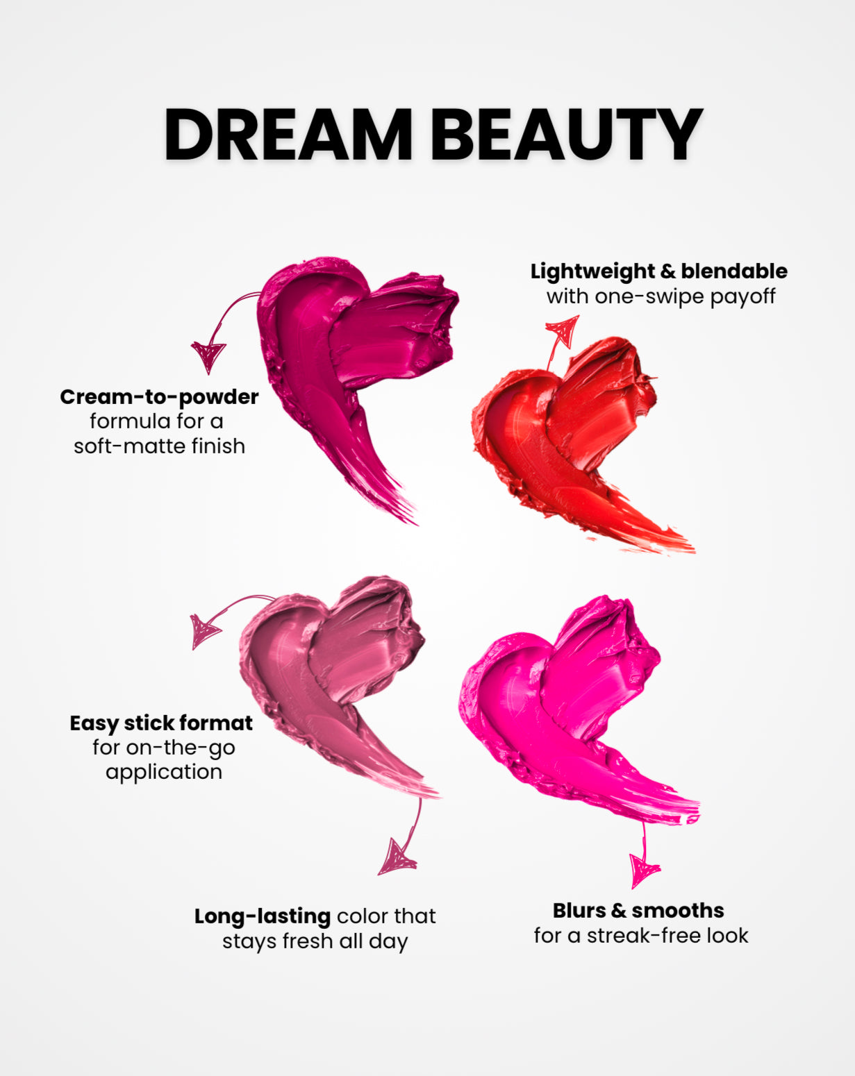 Pack of 4 Dream Cream Blush Stick (COMBO)
